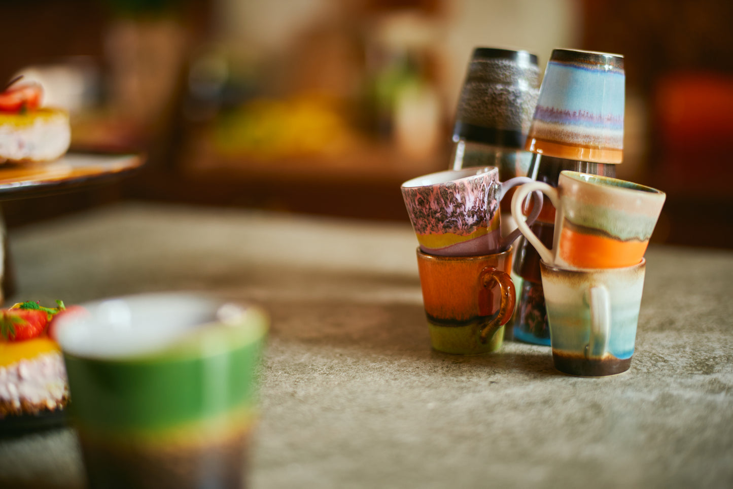 HKliving 70s Ceramics: Espresso Becher (4er Set)