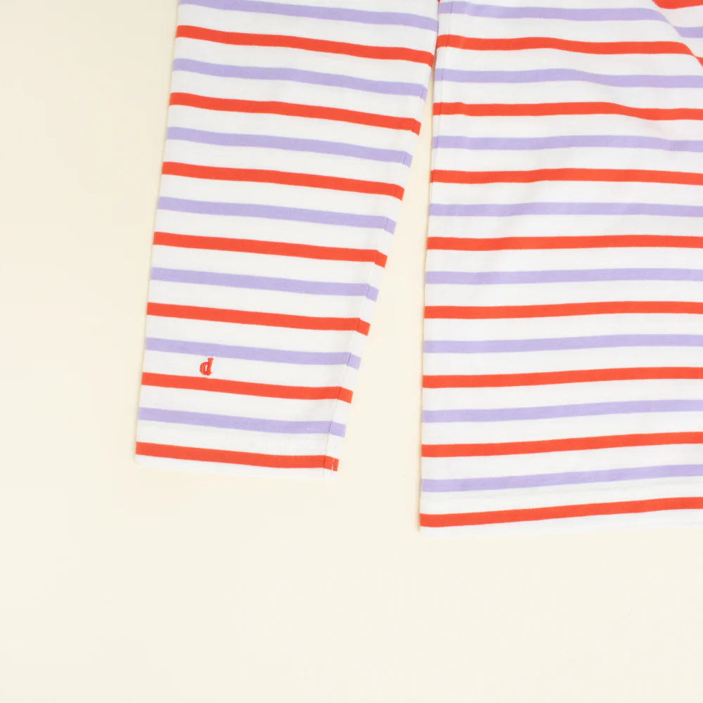 Langarmshirt Gestreift aus Bio-Baumwolle in Lila/Rot/Weiß