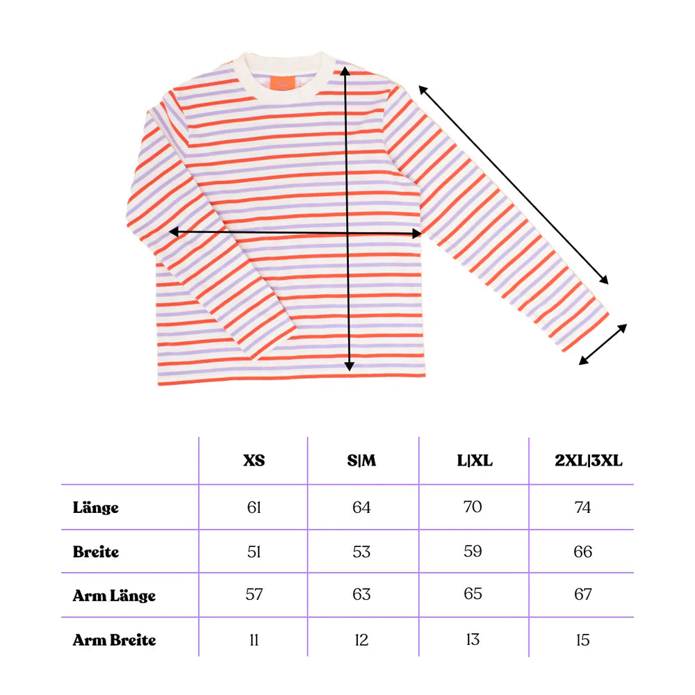 Langarmshirt Gestreift aus Bio-Baumwolle in Lila/Rot/Weiß