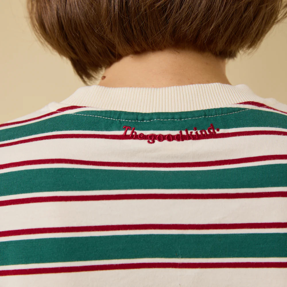 Langarmshirt Gestreift aus Bio-Baumwolle in Dunkelgrün/Bordeaux