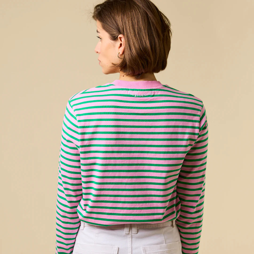 Langarmshirt Gestreift aus Bio-Baumwolle in Pink/Grün