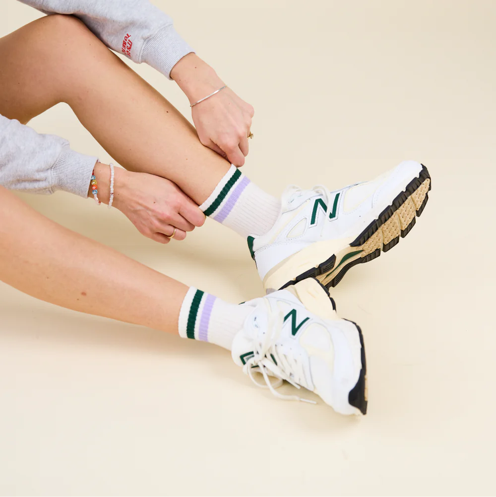 The Tennis - Ankle Socken aus Bio-Baumwolle in Grün/Lila