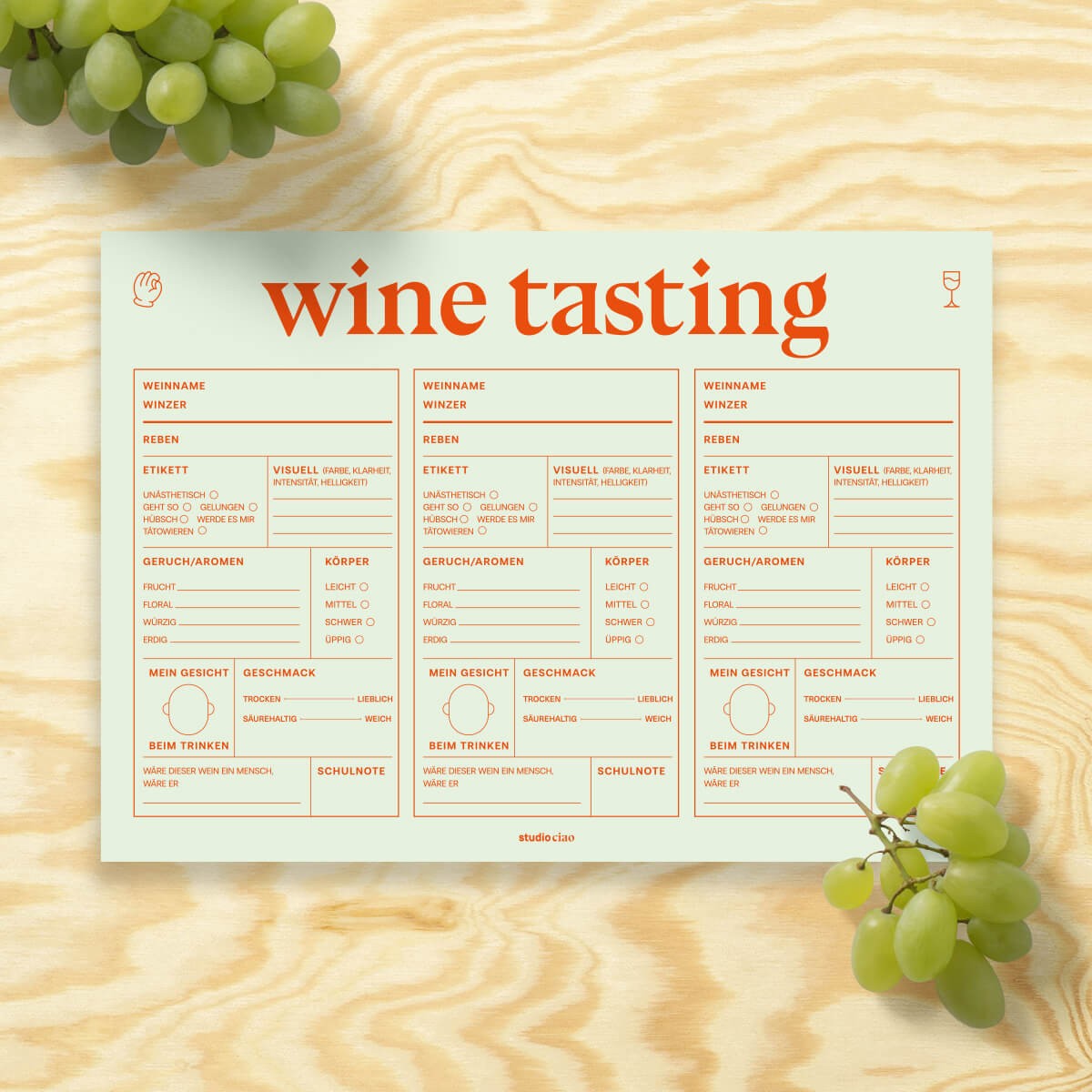Weinprobe Block, 50 Seiten – studio ciao