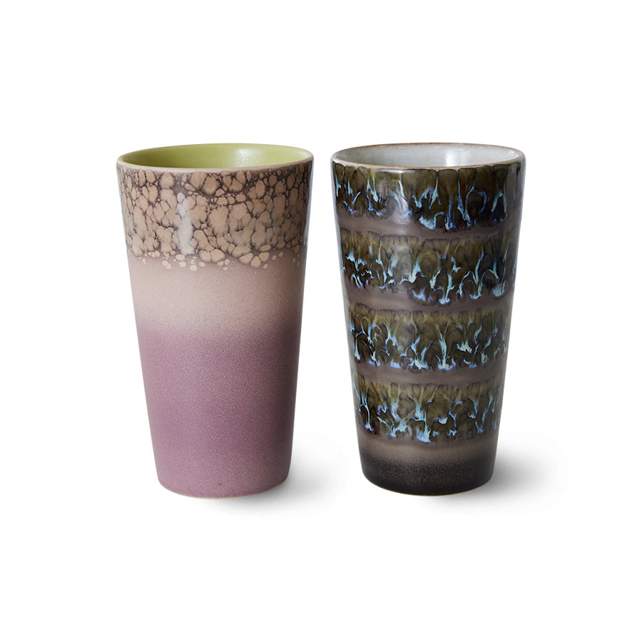 HKliving 70s Ceramics: Latte Becher Forest (2er Set)