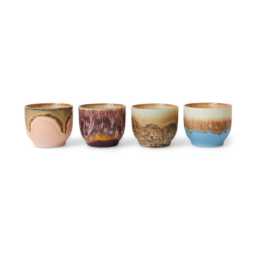 HKliving 70s Ceramics: Café Becher Lagoon (4er Set)
