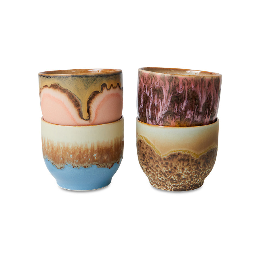 HKliving 70s Ceramics: Café Becher Lagoon (4er Set)