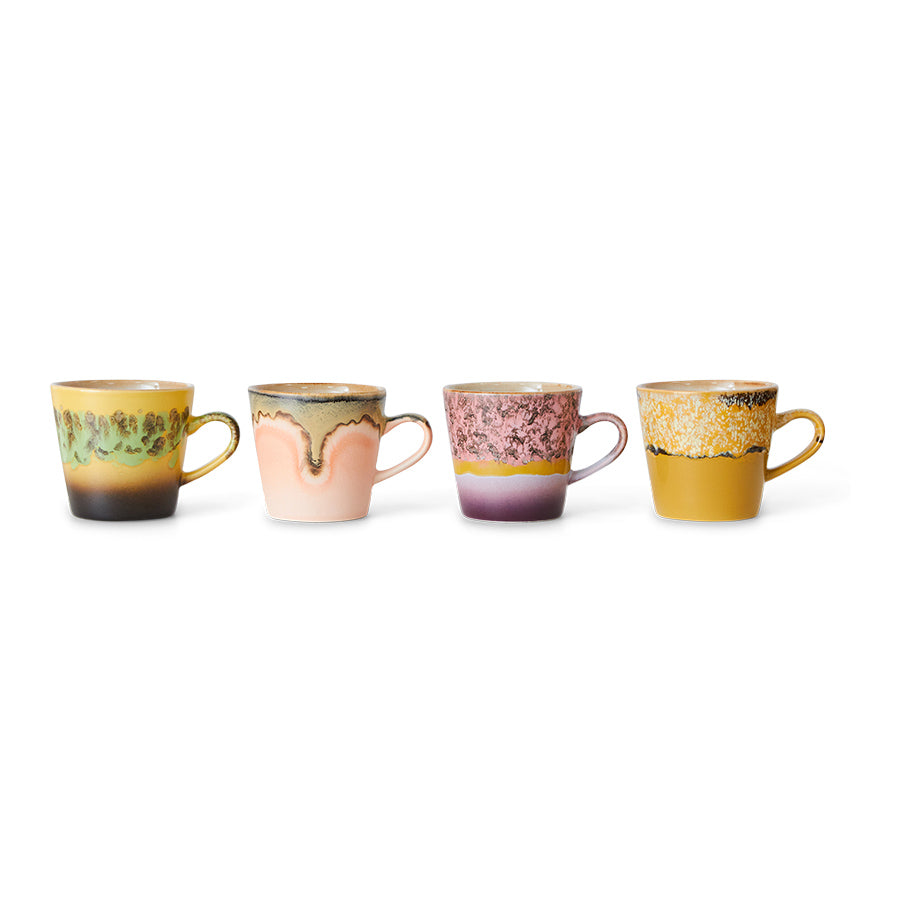 HKliving 70s Ceramics: Americano Tassen Radiant (4er Set)