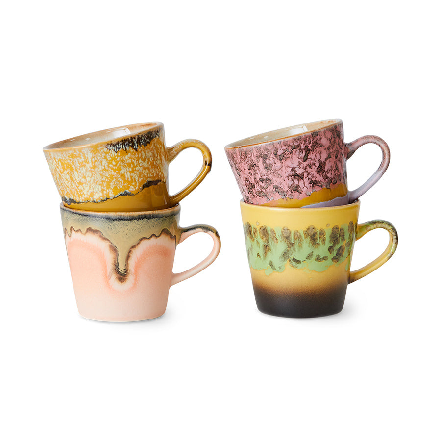 HKliving 70s Ceramics: Americano Tassen Radiant (4er Set)