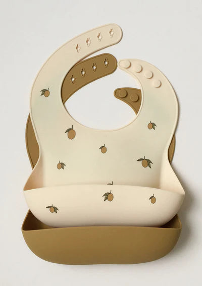 Silikon-Lätzchen (2er Set, Lemon / Almond)