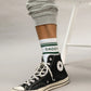 Striped Daddy-Socken (weiß/grün) Famvibes