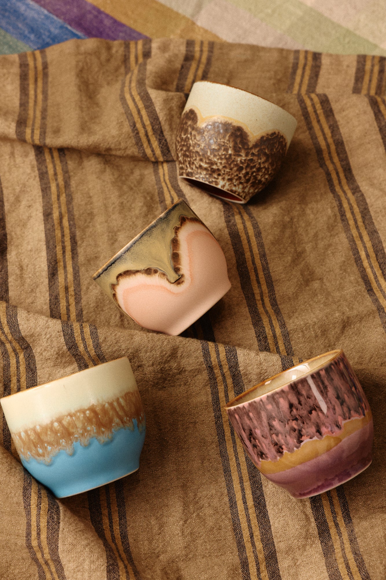 HKliving 70s Ceramics: Café Becher Lagoon (4er Set)