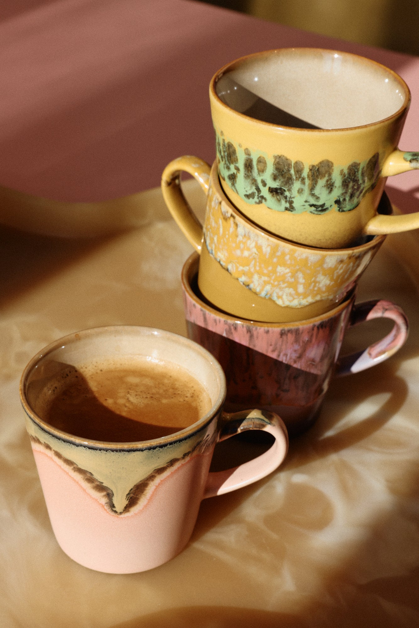 HKliving 70s Ceramics: Americano Tassen Radiant (4er Set)