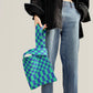 Grid Tote Bag I DARK GREEN - BLUE