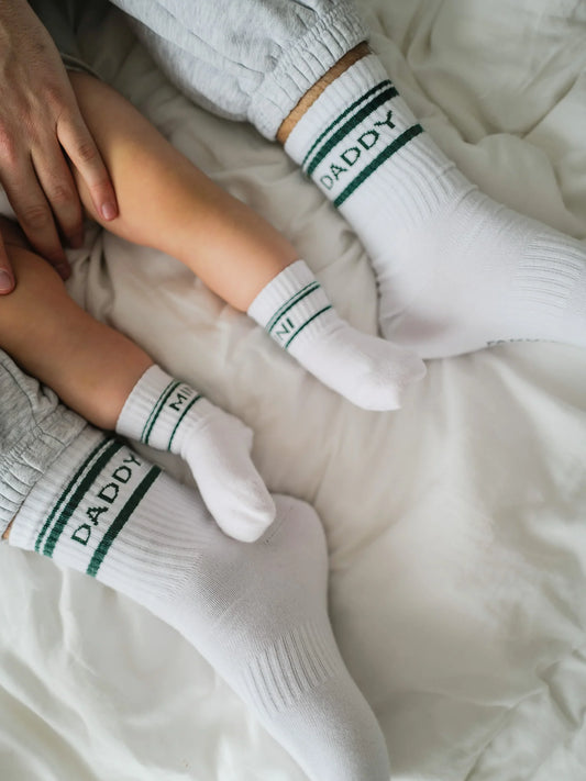 Striped Daddy-Socken (weiß/grün) Famvibes