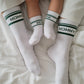 Striped Mommy-Socken (weiß/grün) Famvibes