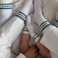 Striped Mommy-Socken (weiß/grün) Famvibes
