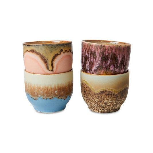 HKliving 70s Ceramics: Café Becher Lagoon (4er Set)