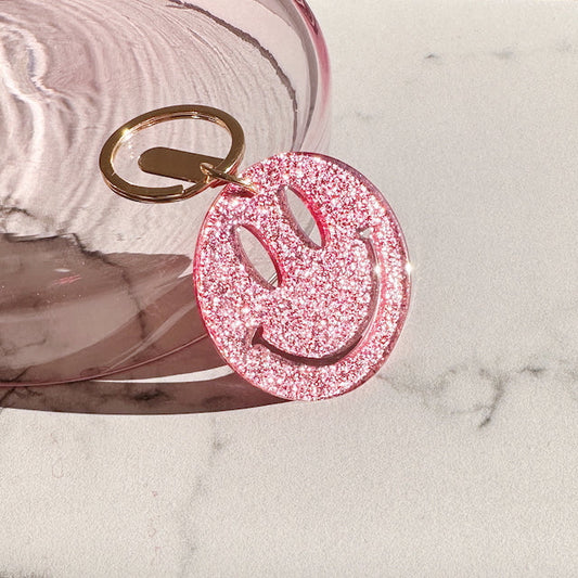 Schlüsselanhänger "Happy Glitzerpink"