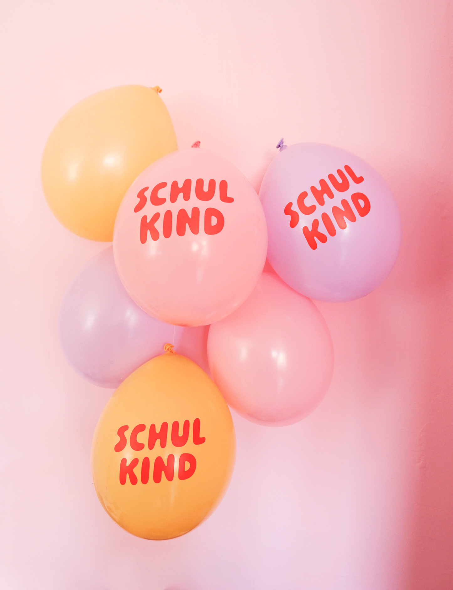 Schulkind Luftballon 6er Set | rosa-Mix